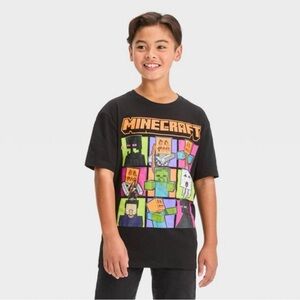 Boys Black Minecraft Square Halloween Short Sleeve T-Shirt Assorted Sizes